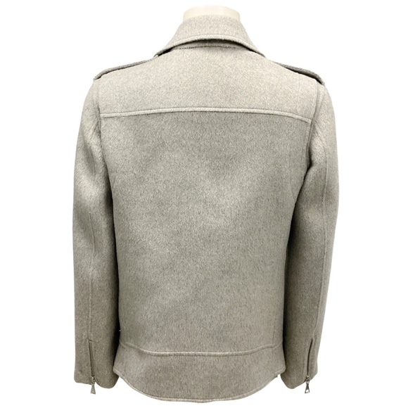 THEORY MELANGE GREY PERFECT MOTO DOUBLE FACE JACKET - Picture 3 of 5